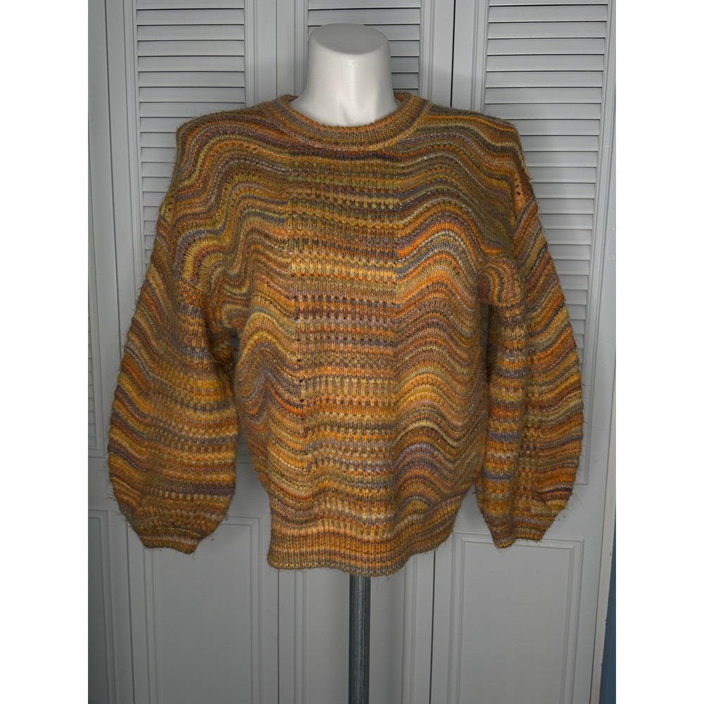 Universal Thread L Multicolor Striped Fuzzy Knit Sweater Fall Pullover